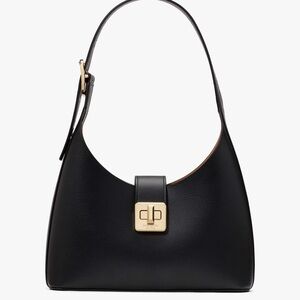 Kate Spade Black Leather Shoulder Bag with Gold-Tone Closure